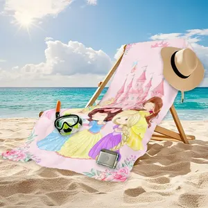 Princess Castle Beach Towel for Girls, Super Absorbent Microfiber Towel for Pool Parties, Quick-Dry Summer Outdoor Use, Sand and Sun Protection, Absorbent Drying Towel