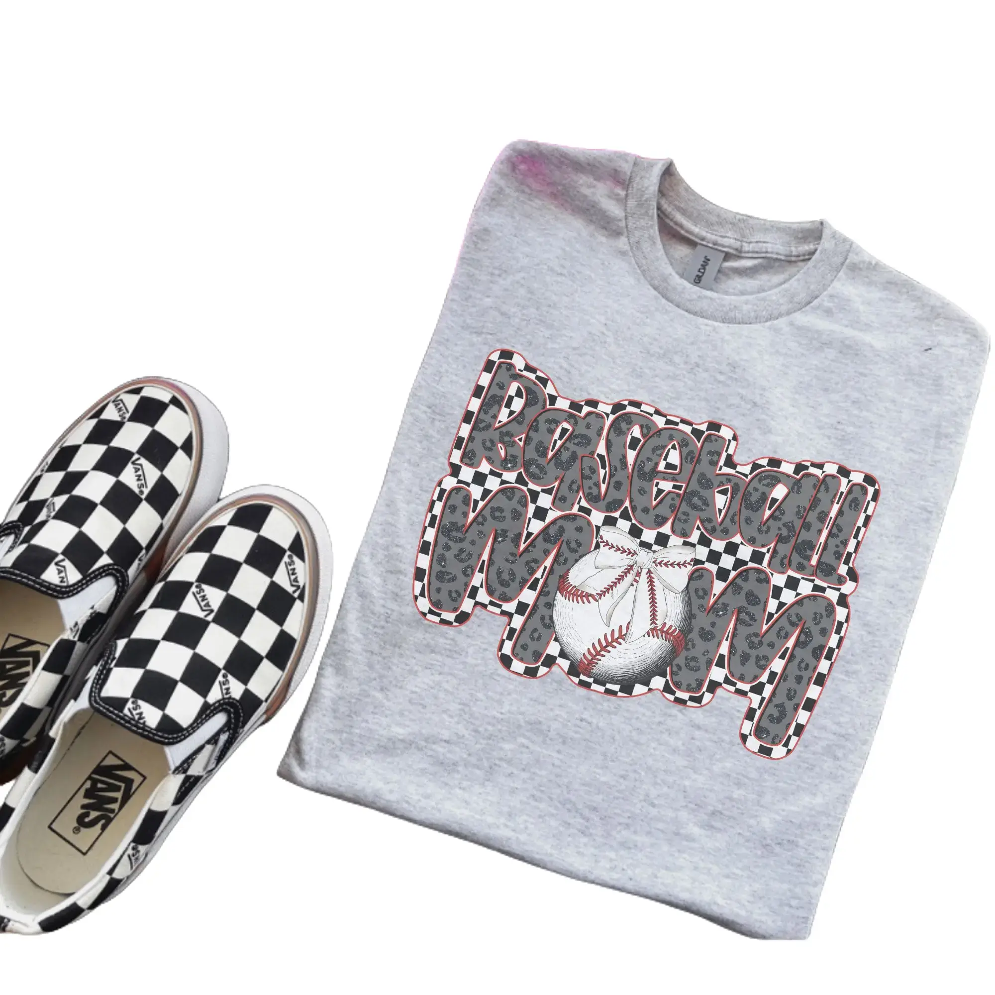 Ball Mom Ash Grey T-Shirt - Bleached - Gildan - Unisex - Basebball - Basketball - Football - Soccer - Softball