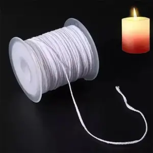 1 Roll 200 Feet Candle Wick, 61m Cotton Core Wax Candle Wicks, Ideal for DIY Candle Making, Flexible Handmade Craft Supplies