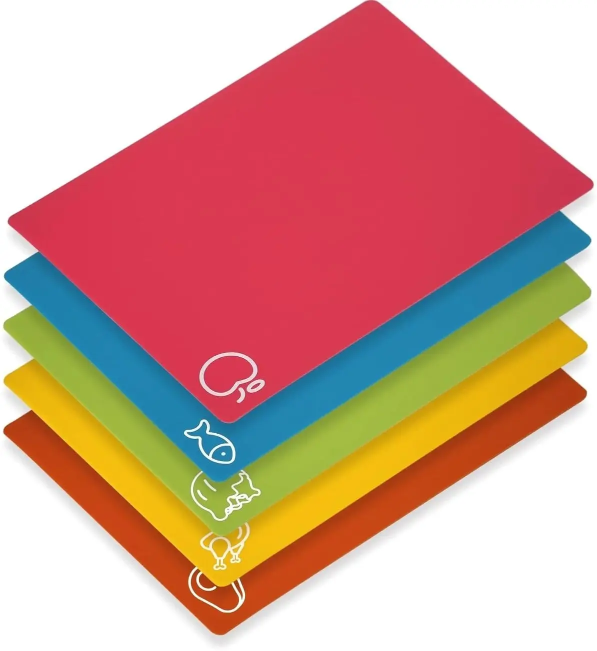 5 Pieces Flexible Cutting Boards, Free Plastic Cutting Boards for Kitchen, Non Slip Cutting Mat for Meat and Vegetables