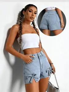 Butterfly Knot Elastic Shorts, Cute Butterfly Design, Stretchy Fabric, Not Transparent, Spring Summer Wear, Casual Style