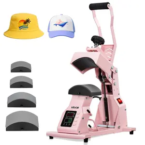 fathersdaygift  VEVOR Hat Heat Press Machine, with 4pcs Interchangeable Platens, Precise Temperature and Time Control, Hat Press for HTV Iron On and Sublimation Projects, for Caps, Headbands, Cuffs, Face Masks, Pink