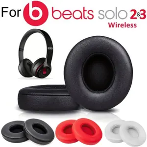Replacement Ear Pads Tips Cushion Cover for Beats by Dr Dre Solo 2 & Solo 3 Wireless Memory Foam Earpads Protection Headphones