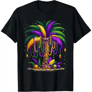 Mardi Gras Palm Tree Hawaiian Tropical Party Men Women T-Shirt