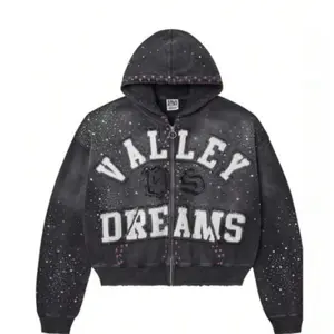 Vale Forever Valley Dreams Mens Studded Rhinestone Zipup hoodie