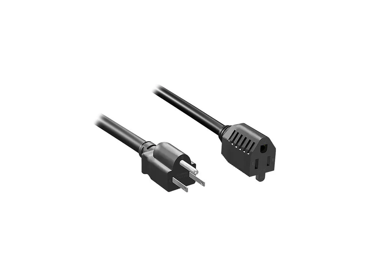 Nippon Labs 14 AWG NEMA 5-15P to NEMA 5-15R Power Extension Cable, SJT, 15A/125V, Black 3ft.Power Cord