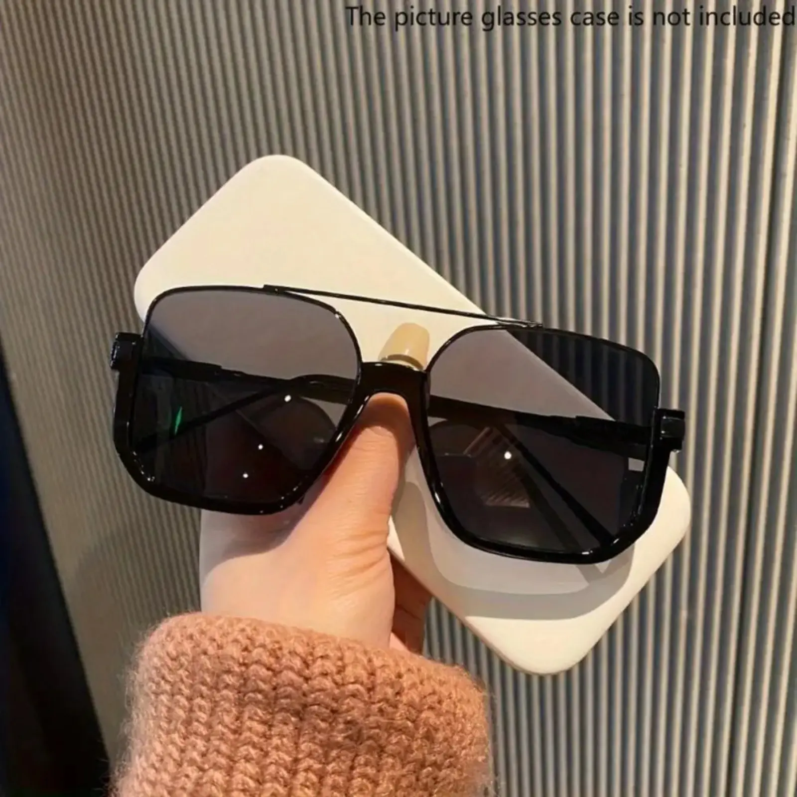 Fashionable Sunglasses - Retro Double-Bridge Metal Frame, Large Square Gradient Lens Titanium Eyewear for High Negative Prescription Driving & Daily Use, Everyday