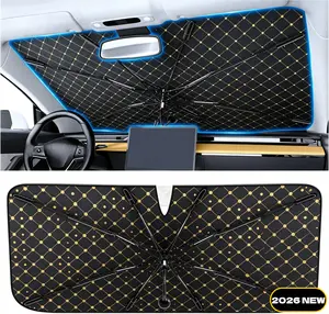 Portable Car Windshield Sunshade, Foldable Car Windshield Cooling Umbrella for Daily,Car Exterior Accessories, Universal for Vehicles (Folding Handle)，Color Laser,daily car umbrella，2026 NEW