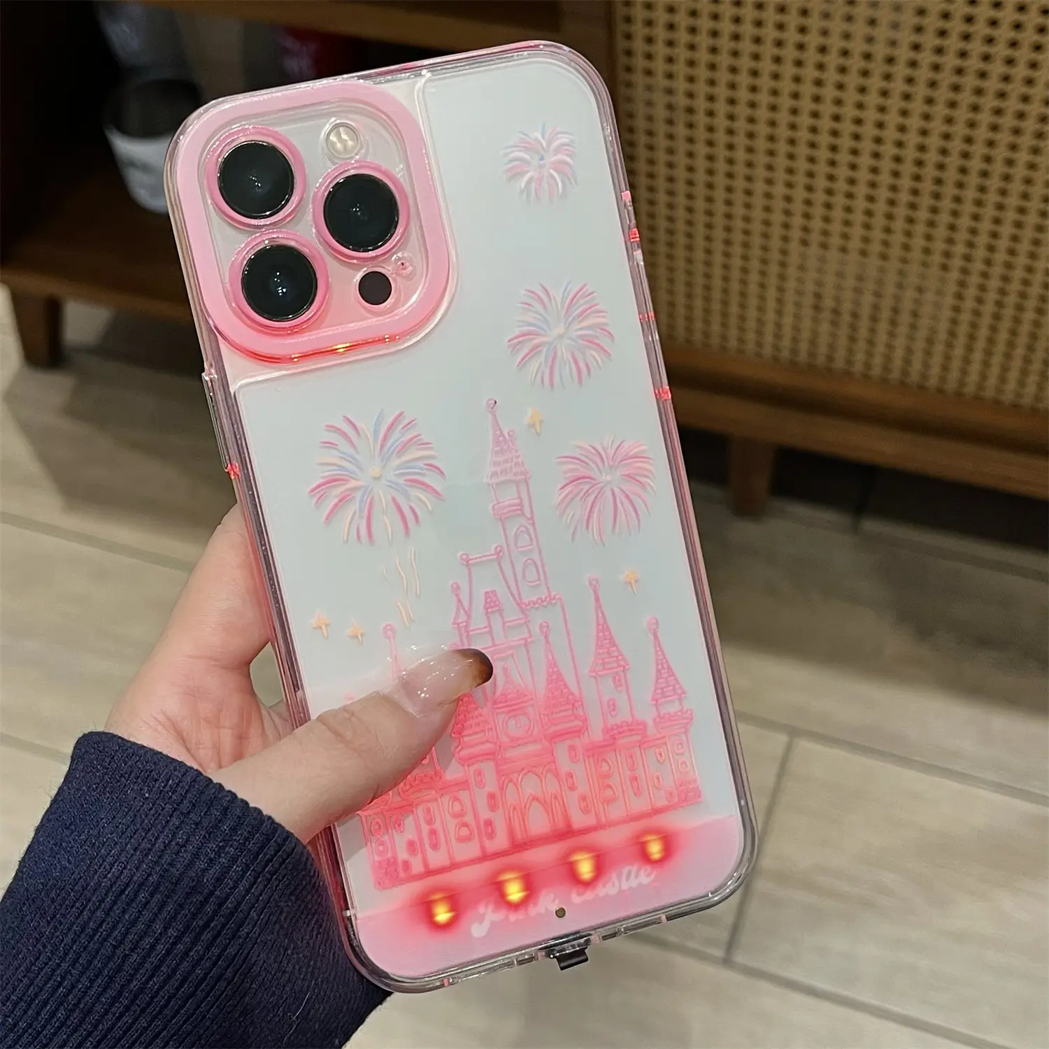 LED Light Up Case for iPhone 17 Pro Max  16 15 14 13 12 11, Fantasy Castle Fireworks Design, Military Drop & Full Body Protection, Slim Stylish Phone Case for Daily Use