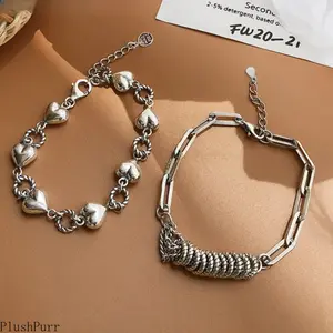 Heart Charm Bracelet, Exquisite Trendy Fashionable Vintage Simple String Bracelet for Women, Party Jewelry Gift, Exquisite Trendy Bracelet