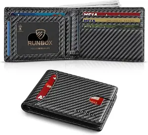 RUNBOX Wallet for Men Slim 11 Credit Card Holder Slots Leather RFID Blocking Small Thin Men's Wallet Bifold Minimalist Front Pocket Large Capacity Gift Box