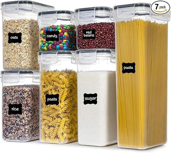 Airtight Food Storage Containers with Lids, 7 PCS BPA Free Kitchen Canisters for Pantry Organization and Storage Utensils Multicolor
