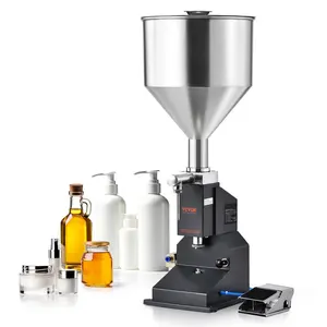 【Summervibes】VEVOR Pneumatic Paste Liquid Filling Machine,  , 5-50ml Bottle Filler, Bottle Filling Machine, Stainless Steel Liquid Filler with Pedal for Milk Water Juice Essential Oil Shampoo Cosmetic Honey Lotion Kitchen Utensils