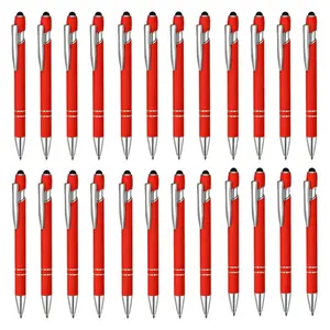 24/12 Pcs Ballpoint Pen Set with Stylus Tip 1.0 mm Metal Pens for Touch Screens 2 in 1 Black Ink Pens Ideal for Office Family Friends Christmas Party Gifts Hand Tools Kits Summervibes