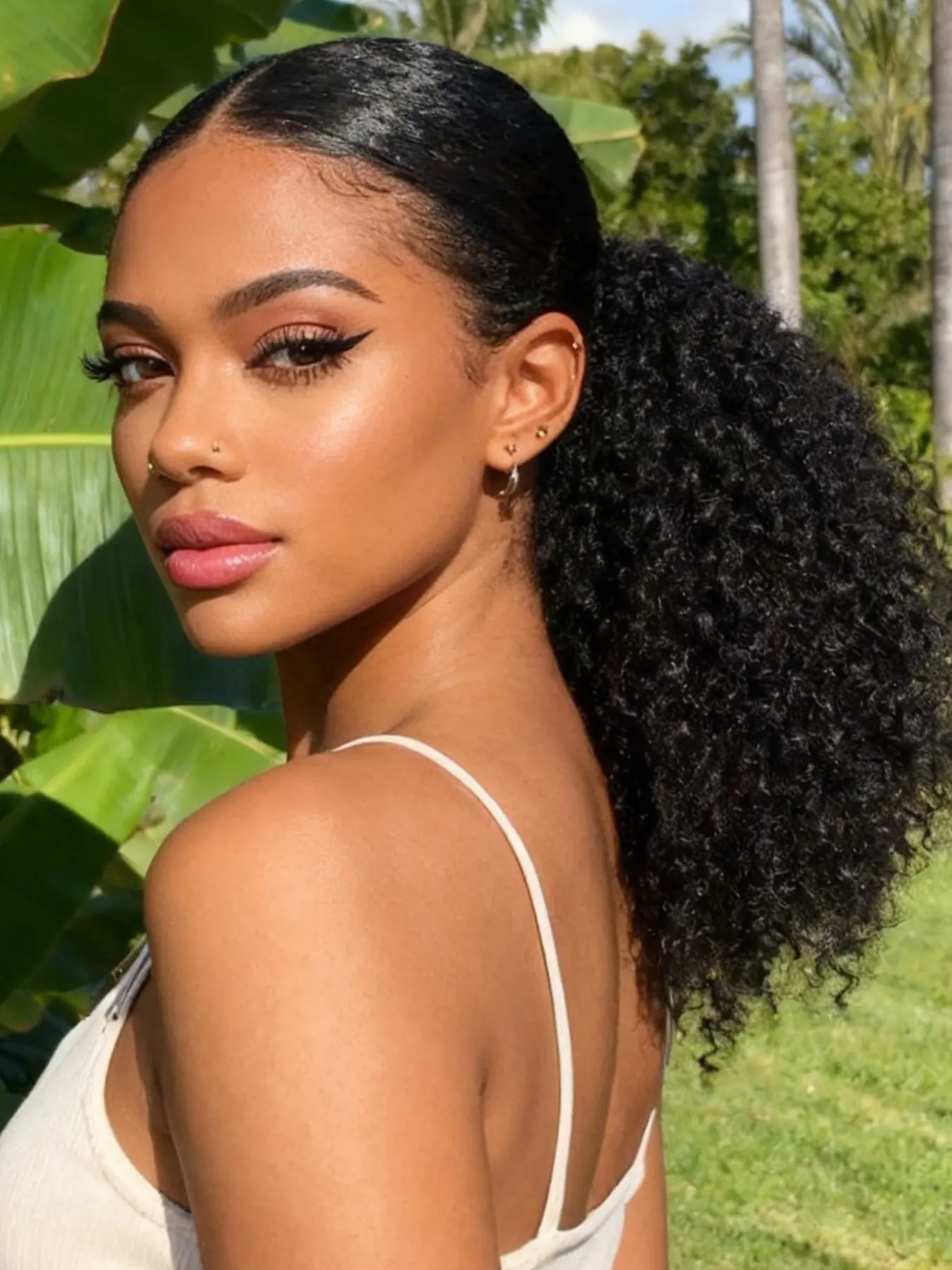 Curly Ponytail Extension 14 Inch Drawstring Ponytail for Women Short Fluffy Afro Kinky Curly Pony Tails Synthetic Hair Extensions