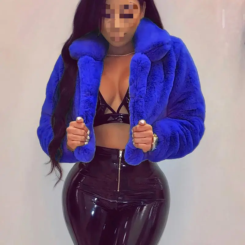Polyester Faux Fur Hat solid color polyester knit faux fur jacket-Unisex Adult Casial Coat-fall/winter Shorts sleep Pullover leather Casual Womenswear Elegant Tops