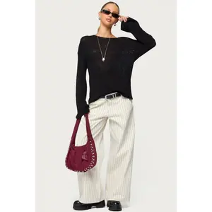 Petite Cory Striped Low Rise Jeans