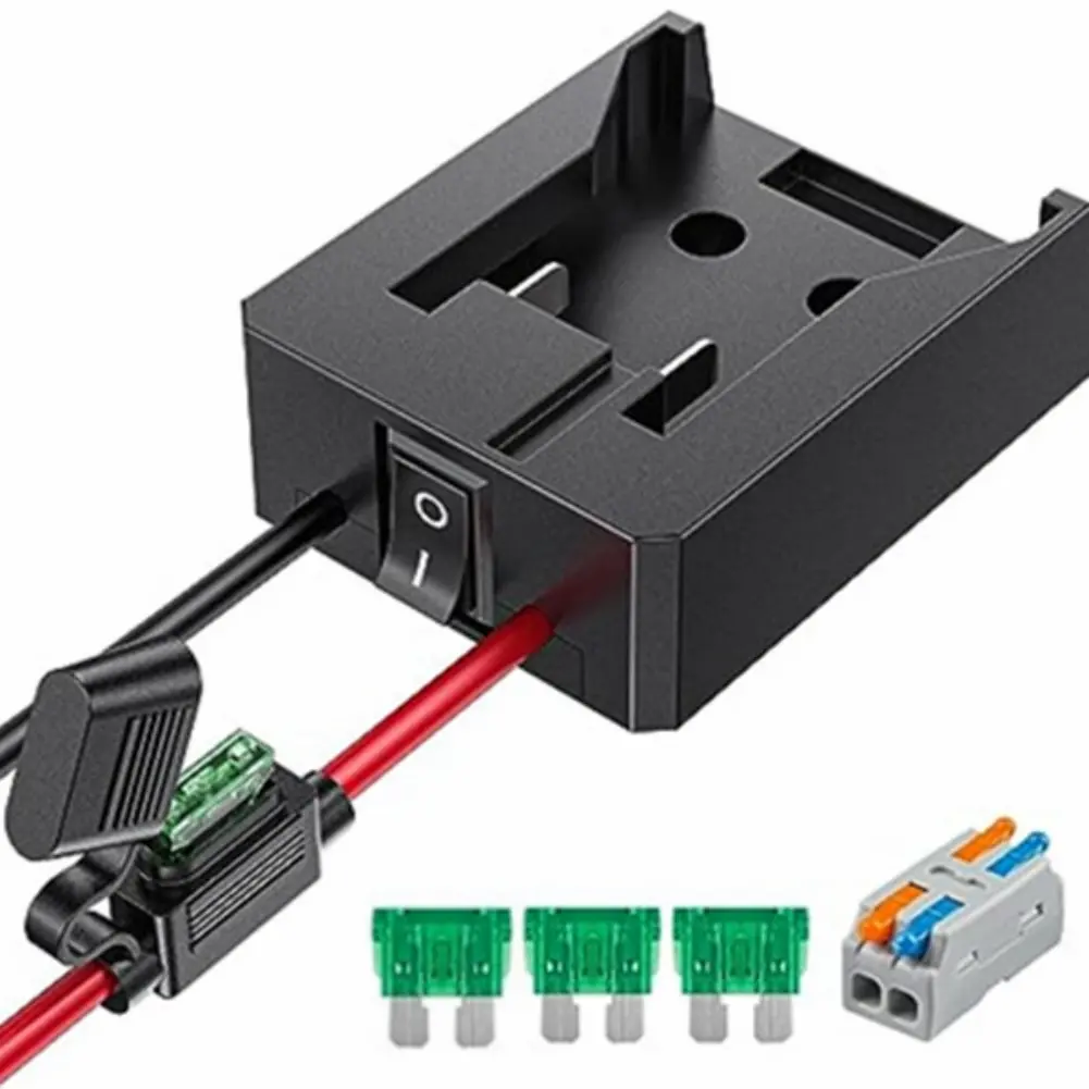 Power Wheels Adapter Compatible with Milwaukee 18V M18 Battery, Conversion Kit with On/Off Switch, Wiring Terminals & Fuse Protection, ABS Plastic Tool Connector for DIY Rc Car Toys, Robotics and Rc Truck(No Battery Included)