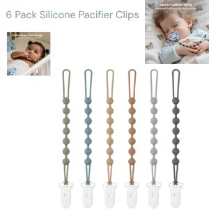 6 Pack Silicone Pacifier Clips BPA Free One Piece Binky Holder for Baby Boys Girls Soft Flexible Baby Essentials birthday gift mother
