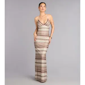 Sunset Plans Chevron Crochet Maxi Dress