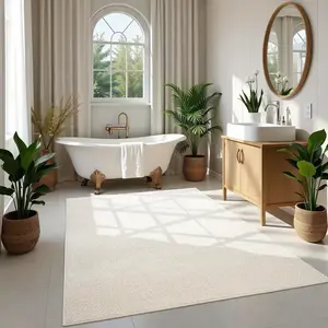 Cozy Warm Washable Jute Rug , Modern Farmhouse Non-Slip Floor Mat | Brown/White/Grey |  Living Room, Bedroom, Kitchen & Dining Area | Winter Home Decor,4x6, 5x7 Feet