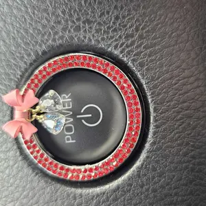 Rhinestone Decor Bowknot Design Car Engine Start Stop Button Ring, Car Engine Start Stop Button Decoration, Car Interior Accessories for Women, Car Decorations, Car Accessory, Automotive, Vehicle, Car Interior Decorative