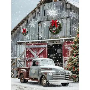 5D DIY Winter  Art Kits For Adults,Christmas Wooden House   Paintings Kits For Beginners, By  Dot Full Drill  Art Crafts, Wall Decoration 11.8x15.8 Inches.