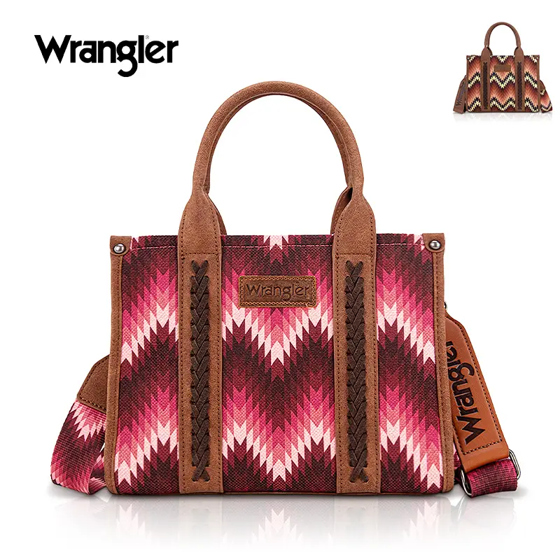 Wrangler [Live] 2025 Southwestern Dual Sided Wave Print Canvas Crossbody Bag