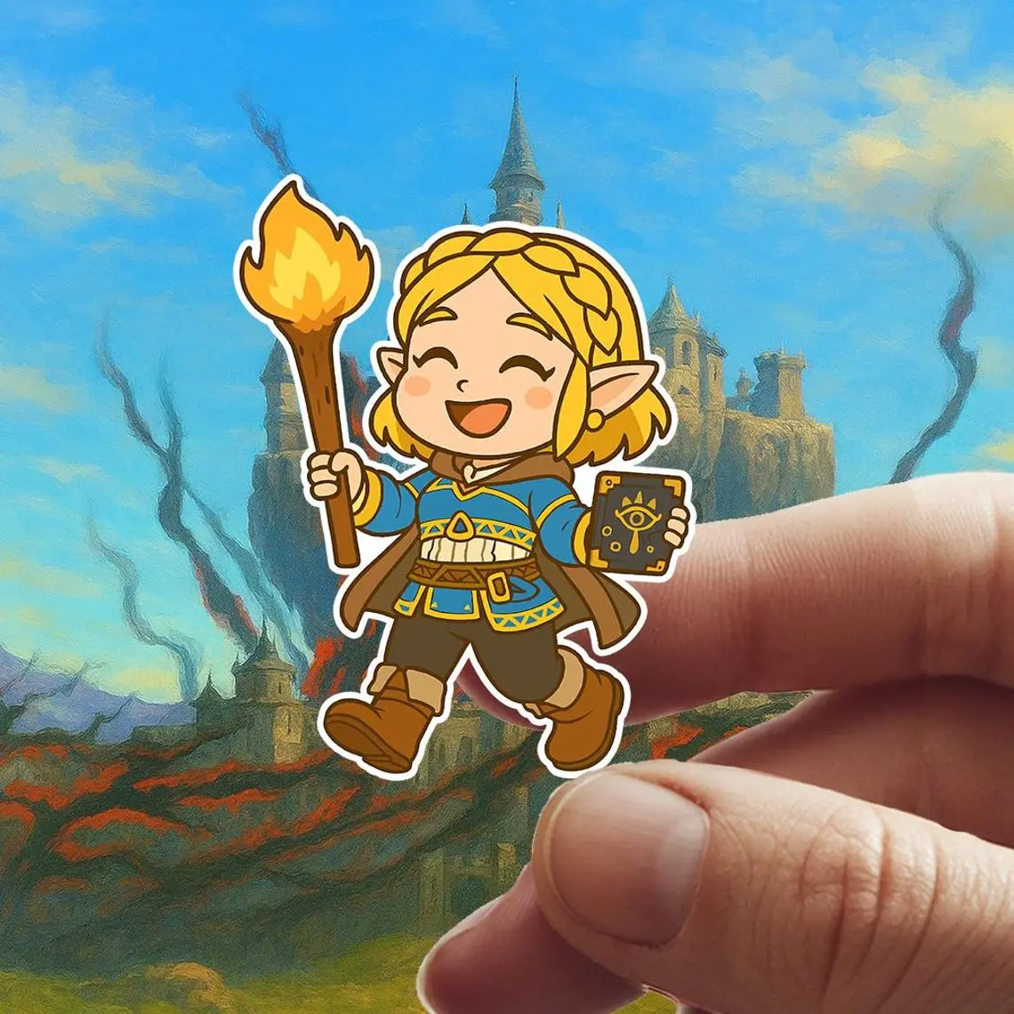 Legend Of Zelda Princess Zelda Tears of the Kingdom Cut-To-Size Waterproof Vinyl Sticker for Laptop, Water Bottle, and More!