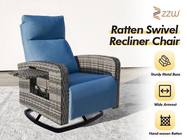 ZZWHOM Cozy PE Wicker Recliner with Side Table – 1/2 PCS Set, Outdoor Patio Chair with Reclining Back, Swivel & Non-Swivel Options for Morning Coffee on Balcony or Poolside Lounging ZZWHOM Cozy PE Wicker Recliner with Side Table – 1/2 PCS Set, Outdoor Patio Chair with Reclining Back, Swivel & Non-Swivel Options for Morning Coffee on Balcony or Poolside Lounging