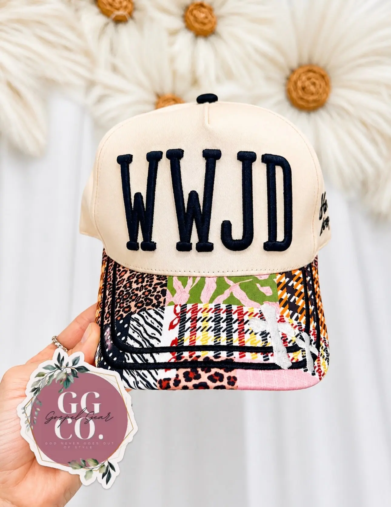 WWJD He Would Love First - Patchwork - Puff Embroidered Hat
