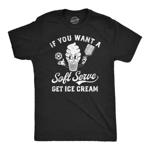 Mens Funny T Shirts If You Want A Soft Serve Get Ice Cream Pickleball Tee Mens Funny T Shirts Cool Vintage Fashion T-Shirt Gift Classic Menswear Pickle Ball Apparel for Men Funny Food Short Sleeve Novelty Tees Black -