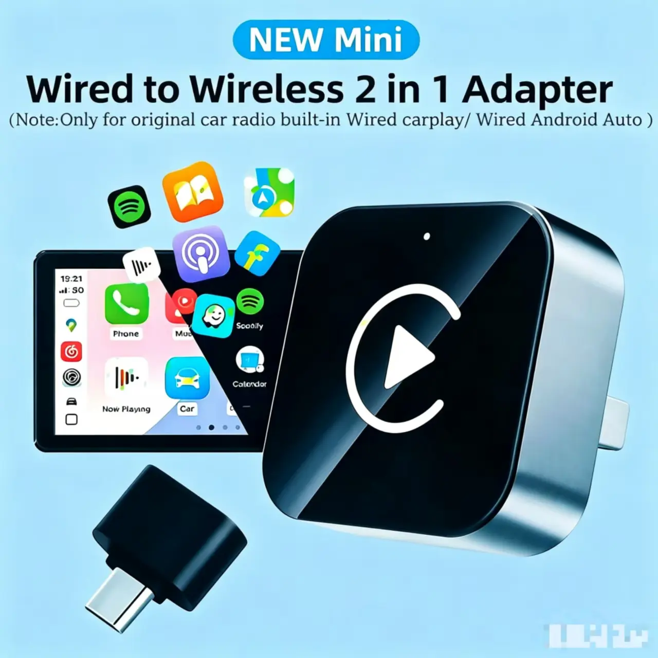2026 Upgraded Version Wireless CarPlay Adapter for Portable In-Car Display,2-in-1 Wireless CarPlay and Android Auto for Seamless Smart Navigation and Entertainment gadgets para carro wire apple carplay plug device Fast electronics upgrade truck rotatable
