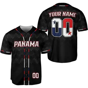 Personalized Panama Flag Baseball Jersey for Men & Women, Loose-Fitting Button-Up Polyester Shirt, Lightweight & Wrinkle Resistant, Sizes S-5XL (3XL)