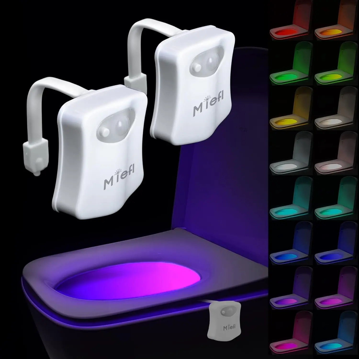 Toilet Light Motion Sensor 16 Colors Changing (2 Pack),LED Glow Bowl inside Toilet Light, Smart Night Light for Bathroom, Cool Funny White Elephant Gag Gift Christmas Dad Teen Boy Girl Men Women