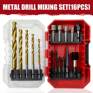 16PCS Twist Drill Bit Set, High Hardness Drill Bits for Metal & Stainless Steel, Includes Socket Impact Bit Adapter Kit, Tool, Spiral Drill Bit