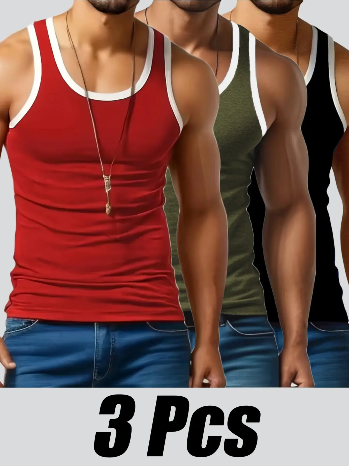 3-Pack Men's Tank Tops, Soft Comfortable Sleeveless Tees, Casual Workout Wear, Ideal for Gym & Daily Use, Fashionable Training Shirts, Fitness Workout Vest, Casual Sports Tops