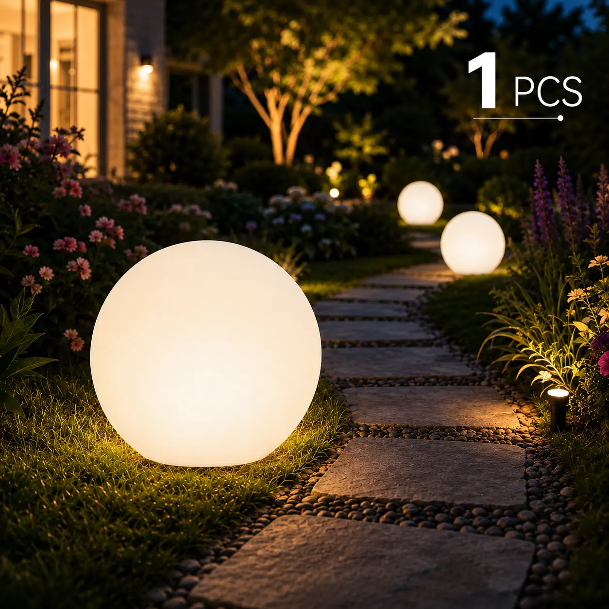 Minimalist Modern Outdoor Solar Spherical Light - Waterproof, Remote-Controlled, 16 RGB Colors, Ground-Insert Design for Landscaping, Garden Decor & Pathway Ornament with Soft Warm Light, Outdoor Gadgets, Ball Lighting