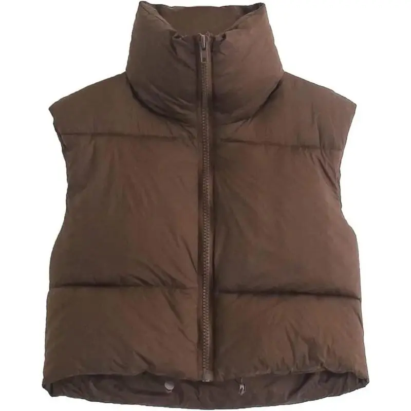 DuanLeiDaacee Women's Lightweight Winter Crop Puffer Vest Warm Sleeveless Zip Up Stand Collar Padded Gilet
