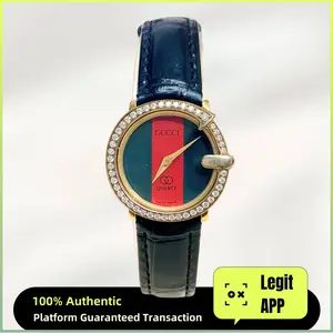 Gucci Vintage 25mm Quartz - Red/Green Dial, Leather Strap & Two-Tone Diamond-Set Caseback Ladies Watch 11892074