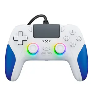 Wired Controller for PS-5/PC, Gaming Controller with  Vibration, Programmable/Remap/Turbo/RGB Light, 3.5MM Headphone Jack