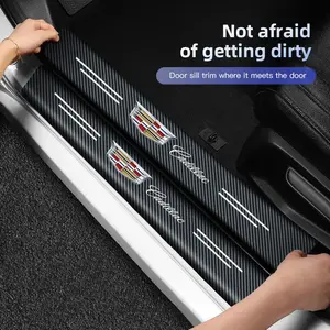 Carbon Fiber Car Door Sill Protector Stickers Accessories For Cadillac Escalade CTS ATS XTS CT4 CT5 XT5 XT4 XT6 CT6 Lyriq SRX ELR Celestiq EXT XLR