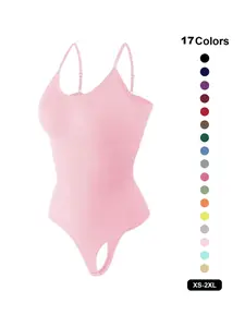 Women's Solid Color Seamless Shapewear Bodysuit, Tummy Control Butt Lifting Spaghetti Strap Cami Bodysuit, Ladies Shapewear for All Seasons, Womenswear