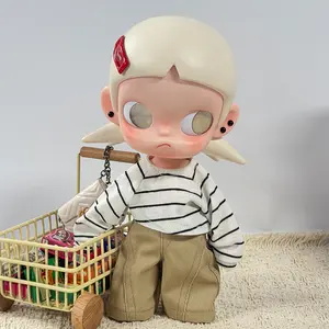 1/8 articulated doll casual set: striped ruched top, versatile and comfortable, back hook-and-loop closure, no pulling required.