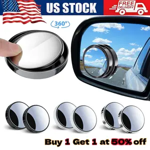 2PCS 360° Adjustable Blind Spot Mirrors for Cars SUVs Trucks, Wide Angle Convex Rear View Side Mirror Stick-On Safety Accessory