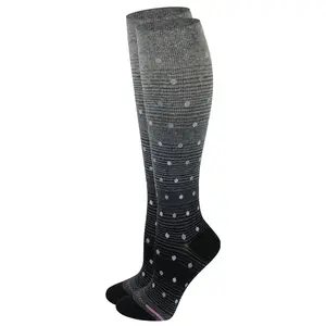 Women's 15-20 mmHg Moderate Compression Knee-High Socks, Cute Polka Dots, Spandex-Nylon-Cotton Blend, Smooth, Comfortable Leg Support for Lady Everyday Wear