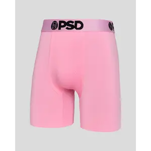 PSD Mens Solid - Pink Boxer Brief - Standard Length 7 Inch Inseam, Soft and Breathable Poly Blend Fabric