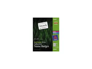 Avery 48395 EcoFriendly Name Badge Labels, 2-1/3 x 3-3/8, White, 80/Pack