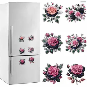 2D FLAT6Pcs Acrylic Diamond Art Refrigerator Magnet DIY Diamond Painting Magnets Kit Crystal Sparkling Diamond Magnets Set for Refrigerator Mailbox DecDiamonds Painting Kits Includes All the Materials, Offering a Relaxing and Enjoyable Crafting Experience