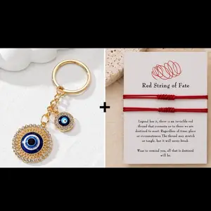 Red String of Fate - Red Thread Bracelet with Heart Keychain - Symbol of Destiny and Connection